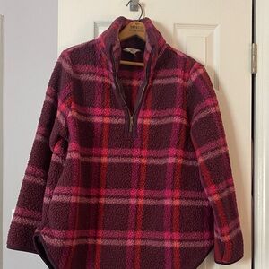 Plaid Fleece Pullover in Pink and Purple